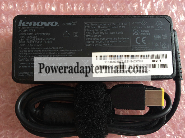 20V 3.25A Lenovo ADLX65NDC3A ADLX65NDC2 AC Adapter Square Yellow - Click Image to Close